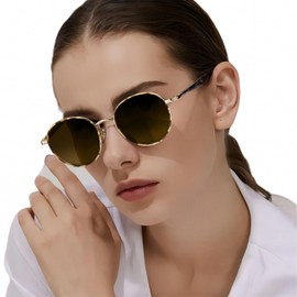 CARFIA Small Face Acetate Polarized Sunglasses for Women UV400 Protection, Retro Round Anti-Glare Glasses Driving Shades