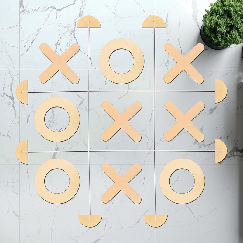 Offelec Jumbo Wooden Tic Tac Toe Games - Brain Teaser
