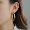 Colkiow Gold Double Hoop 925 Sterling Silver Posts Statement Earrings