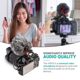 Movo Movo VXR10 Universal Shotgun Mic for Camera - Camera Microphone for DSLR, iPhone and Android Smartphones - Compatible with Canon EOS, Nikon, and Sony Cameras - with Shock Mount, Deadcat Windscreen