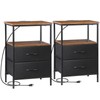 Segawe 2 PCS Brown Nightstand with Drawer Bedside Table with