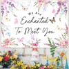 We are Enchanted to Meet You Backdrop Purple Floral Butterfly