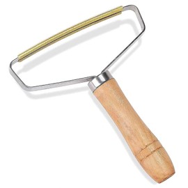 Eastrise Double Carpet Scraper,Lint Remover,Manual Brush Tool Shaver Clothes Fuzz Roller with Wooden Handle for Pet Hair,Fuzz(1 PC)