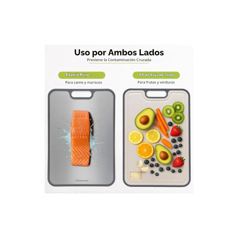 Freshware - Tabla de cortar de titanio para cocina, tablas
