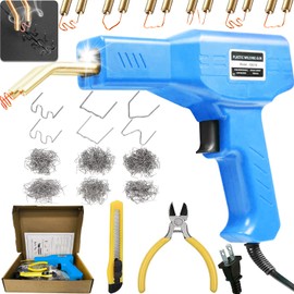 ALLENAMY Soldador de Plástico,50W Plástico Soldadura Máquina con 800pcs Grapas,Kit de Reparación de Parachoques de Coche，Caliente para Reparar Plástico Roto/Guardabarros/Piezas de Coche（Azul）