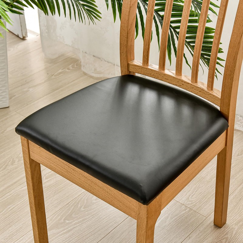 MUKA 4pcs Waterproof PU Leather Dining Chair Seat Covers Removable