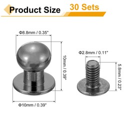 uxcell 30Pcs 9mm Chicago Screws Round Head Button Leathercraft Rivets for DIY Leather Crafting Decoration Handbag Shoes Belt Repair, Metallic Black