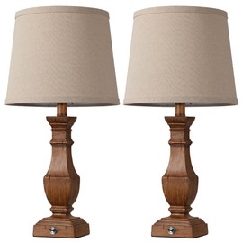 ROTTOGOON Dimmable Table Lamps Set of 2, Rustic Farmhouse Table Lamps for Living Room Bedroom, Bedside Desk Lamps for end Tables, Touch Lamps for nightstand, 9W Bulbs Included, 22", Brown