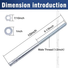 Horiznext 1/2" x 10" Wedge Anchor, for Cement and Concrete only, zinc-Plated Carbon Steel Screws and lag Bolts （25 pcs