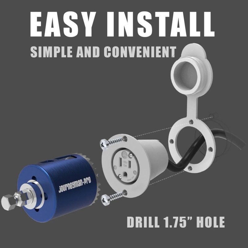 Journeyman-Pro 10FT 15A Waterproof Outdoor Power Port Wall Outlet Kit