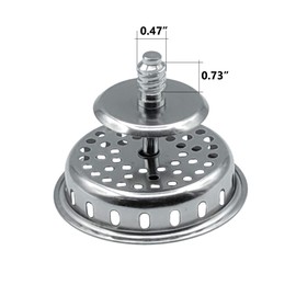 Spin and Seal Stainless Steel Replacement Basket Strainer with Threaded Post, 3-1/2 Inch, Threaded Post Strainer, Chrome