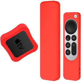 NINKI Protective Case Compatible Apple TV 4K 6th Generation Remote and Siri Remote,Lightweight Anti Slip Shock Proof Silicone Cover Case-2pack for Apple TV Siri Remote Controller(RED)
