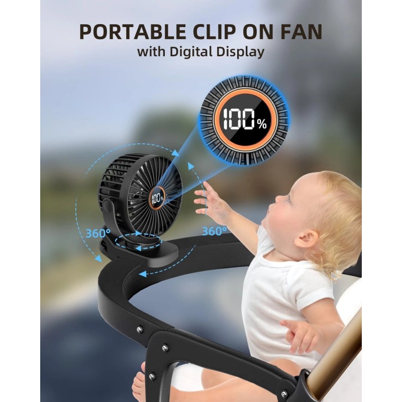TUNISE Mini Clip-On Fan – Portable, Battery-Powere