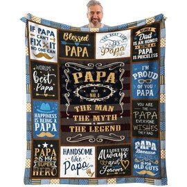 SIKLTY Papa Gifts from Grandchildren Throw Blanket 60" x 50", Birthday Gifts for Papa from Grandkids, Papa Gifts from Granddaughter, Best Gifts for Papa from Grandson, Best Papa Ever Gifts