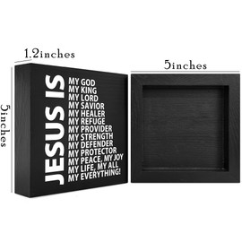 Jesus Is My Everything Christian Decor Wood Sign Desk Decor Wooden Sign for Home Office Living Room Church Kitchen Bedroom bathroom Table Shelf Religious Gifts -A11