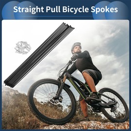 INFINAUTO 20 Set 14G Straight Pull Bicycle Spokes 233mm Straight Pull Bike Wheel Spokes Carbon Steel Black