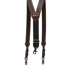 ARIAT Men's Adjustable Pebbled Leather Inlay Suspenders, Medium Brown, Medium