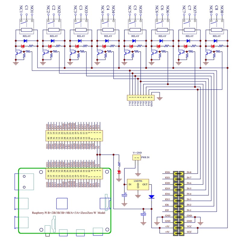 DIN Rail Mount 8 SPDT IoT Power Relay Module for