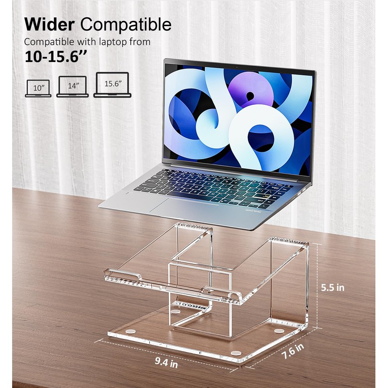 FUCDTEFC Acrylic Laptop Stand for Desk, Laptop Riser for 10-15.6