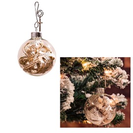 Pack of 2 - Rescued Antique Bible Pages Glass Globe Easter Hanging Ornament Cross and Faith Quote Card by Dorinta. (SET OF TWO)