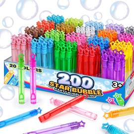 200 Pcs 20 Colors Mini Star Bubble Wand Bulk in Gift Box, Neon Bubbles Party Favors For Kids, Classroom Giveaways, Goody Bags Stuffer, Carnival Prizes Toy, Birthday Treats, Party Supplies for Toddlers