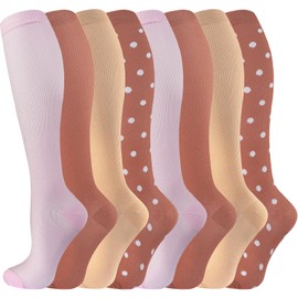 cerpite 8 Pairs Compression Socks for Men & Women 20-30 mmHg Knee High Nurse Pregnant Running Medical and Travel
