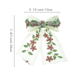 5PCS Lace Hair Bows with Embroidered Flowers,Bowknots, Barrettes, and Hair Clips with Long Tails for Women