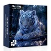 White Tiger Puzzles for Adults 1000 Pieces, Glowing Blue Forest