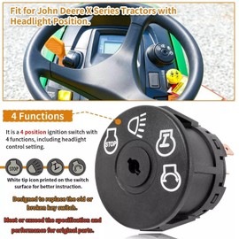 Ignition Switch with Key 7 terminals Fit for Craftsman Husqvarna Deere John MTD Murray Riding Lawn Mower, Replace# 175442 GY20074 94762 163968 532175566 925-1741 175566