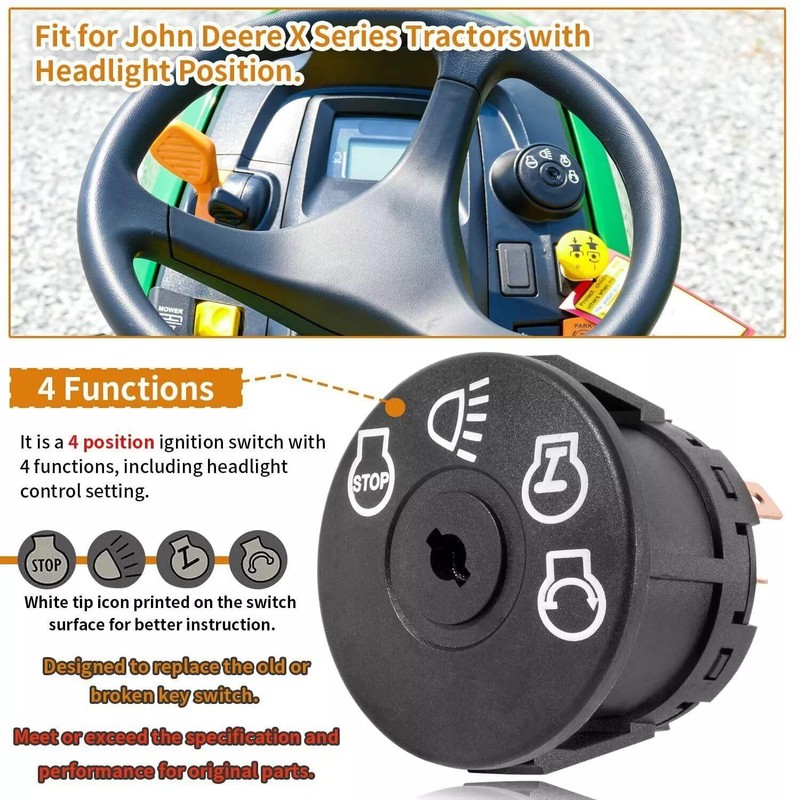 Ignition Switch with Key 7 terminals Fit for Craftsman Husqvarna
