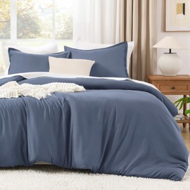 Litanika Comforters Bluish Grey King Size, 3 Pieces Lightweight Solid Bedding Set & Collections, All Season Fluffy Bed Set (104x90In Comforter & 2 Pillowcases)