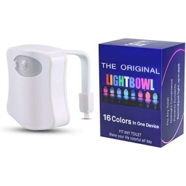 Night Light Funny LED Human Motion Sensor Activated Detection 16 Colors Toilet Bowl Nightlight, Waterproof Toliet Lamp for Bathroom Washroom - Fits Any Toilet (2pcs)