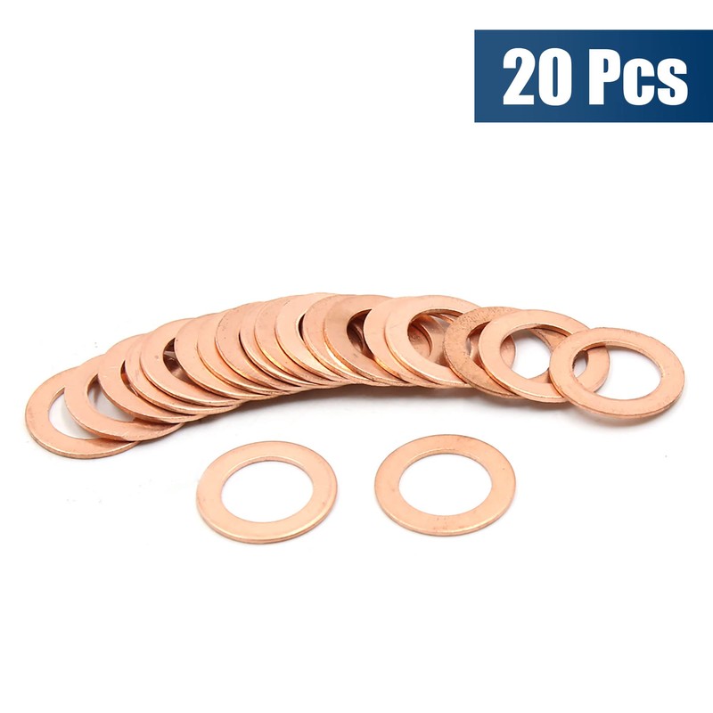 sourcing map 20 Pieces 14 mm Flat Washers Seal Copper