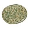 Creative Co-Op Stoneware Platter with Wax Relief Botanicals, Green