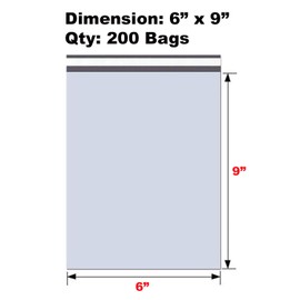 iMBAPrice White Poly Mailers 6x9 Inch, 200-Pack Small Size #1 Poly Mailing Envelopes Bags, Self Seal Adhesive Waterproof and Tear Proof Packing Bag (Total 200 Bags)
