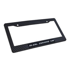 5.0 Coyote V8 Emblem Carbon Fiber Style License Frame Made for Mustang GT and F150 2011-2023