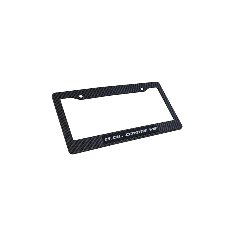 5.0 Coyote V8 Emblem Carbon Fiber Style License Frame Made