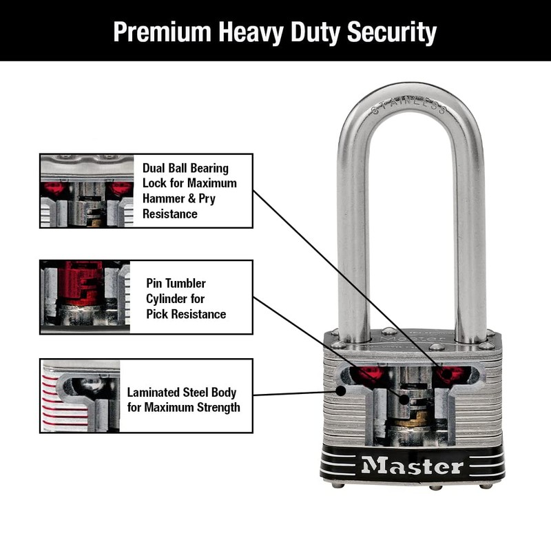 Master Lock (マスターロック) 南京錠 鍵式 屋外 耐候 防錆 本体幅51mm 吊高内径64mm