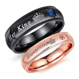 Duo Anillo Compromiso King & Queen Rey Y Reina Alta Calidad