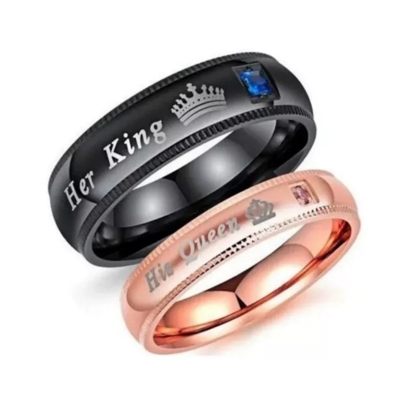 Duo Anillo Compromiso King & Queen Rey Y Reina Alta