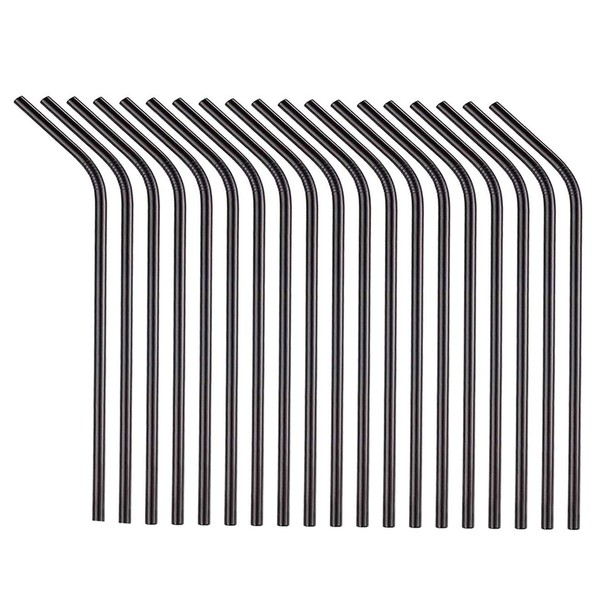 50-Pack Stainless Steel Black Straws in Bulk,215mm Reusable Drinking Metal Straws 8.5" Black Bent Curved Straws Wholesale For Summer Travel Trip Camping Outdoor Sports (All bent 50pcs -Black 8.5")