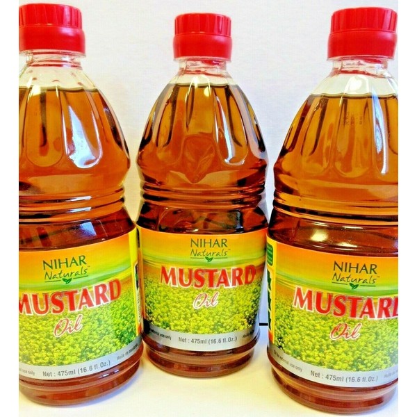 Nihar Naturals Mustard Seed Oil -475 ml(16.1floz)X Pack of 3 Bottles US Seller