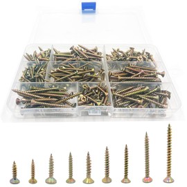 Screws Set, Wood Screws, Colour Zinc Screw Set Screws Assortment M4 M3.5 M3 Screws Set, 360 Pieces Self-Tapping Wood Tooth Screws Carpenter's Screws Sets for Furniture