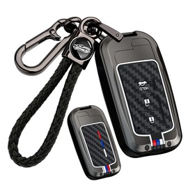 ontto Smart Remote Key Fob Protector Compatible with Toyota 3-Button for RAV4 Highlander Avalon Sequoia Tundra Tacoma 4Runner Cruise Prius Corolla 2012-up,Carbon Texture Key Case,Black