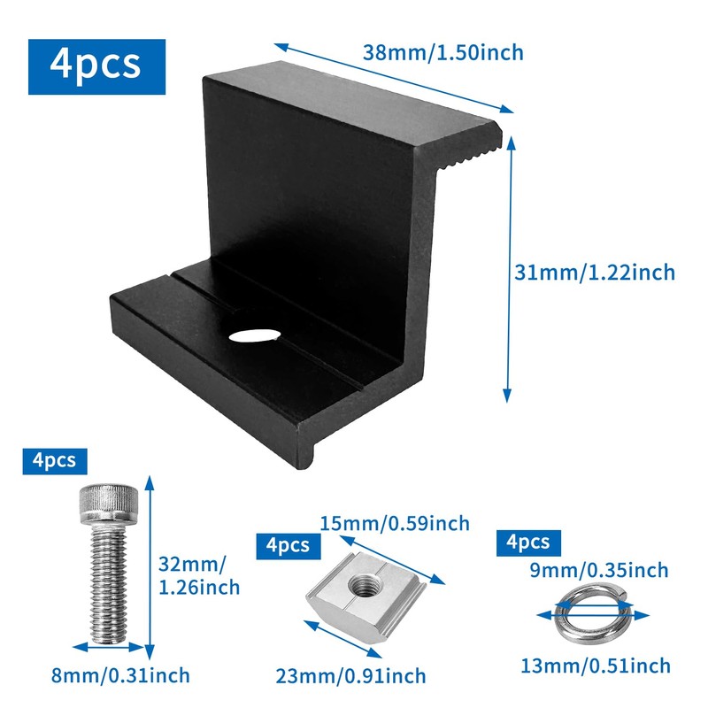 4 Pcs Solar Module Brackets, Solar Panel Z Brackets, Solar