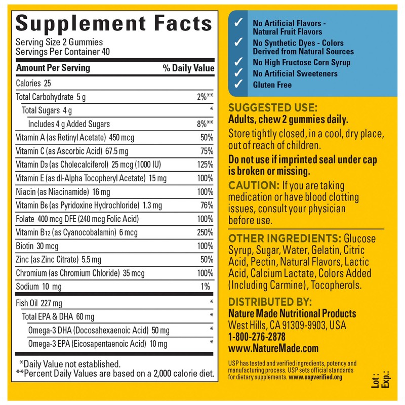 Nature Made Mens Multivitamin Gummies with Omega-3, Mens Gummy Multivitamins