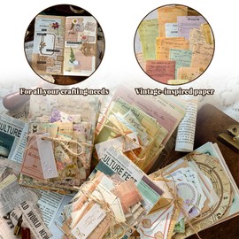 400Pcs Scrapbook Supplies kit, 6 Pack of Vintage Crafts Planner Bullet Junk Journal Supplies Scrapbook Paper, Card Making Supplies and Scrapbooking Supplies DIY Mixed Media Collage Card