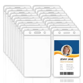 Portatarjetas de Identificación, Utilizado para Identificación de Trabajo, Plástico Transparente, Impermeable, Sellable, Tarjeta de Identificación, Etiqueta de Identificación (50, Vertical)