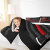 Firefighter Comforter Set Queen Size,American Flag Geometric Stripes Bedding Set,Boys
