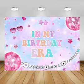 MEHOFOND in My Birthday Era Girls Birthday Party Backdrop Purple Glitter Disco Bachelorette Decorations Birthday Banner Photo Booth Props 7x5ft